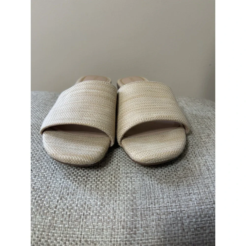 Cole Haan Calli‎ Beige Block Heel Slide Sandals Women's Size 9b